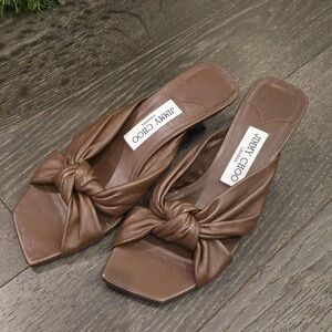 Jimmy Choo Chocolate Brown Knotted Mules